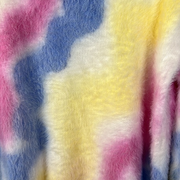 BURRYCO Fuzzy Pastel Multi Color Oversized Sweater Size 8 - Picture 3 of 6